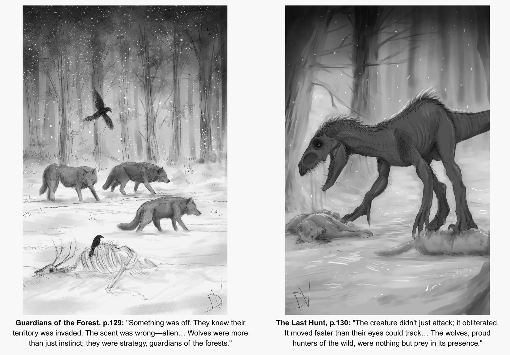 Illustrations to the Where the Dark Is Hungry: Digital (Krita, XP-Pen), 2026