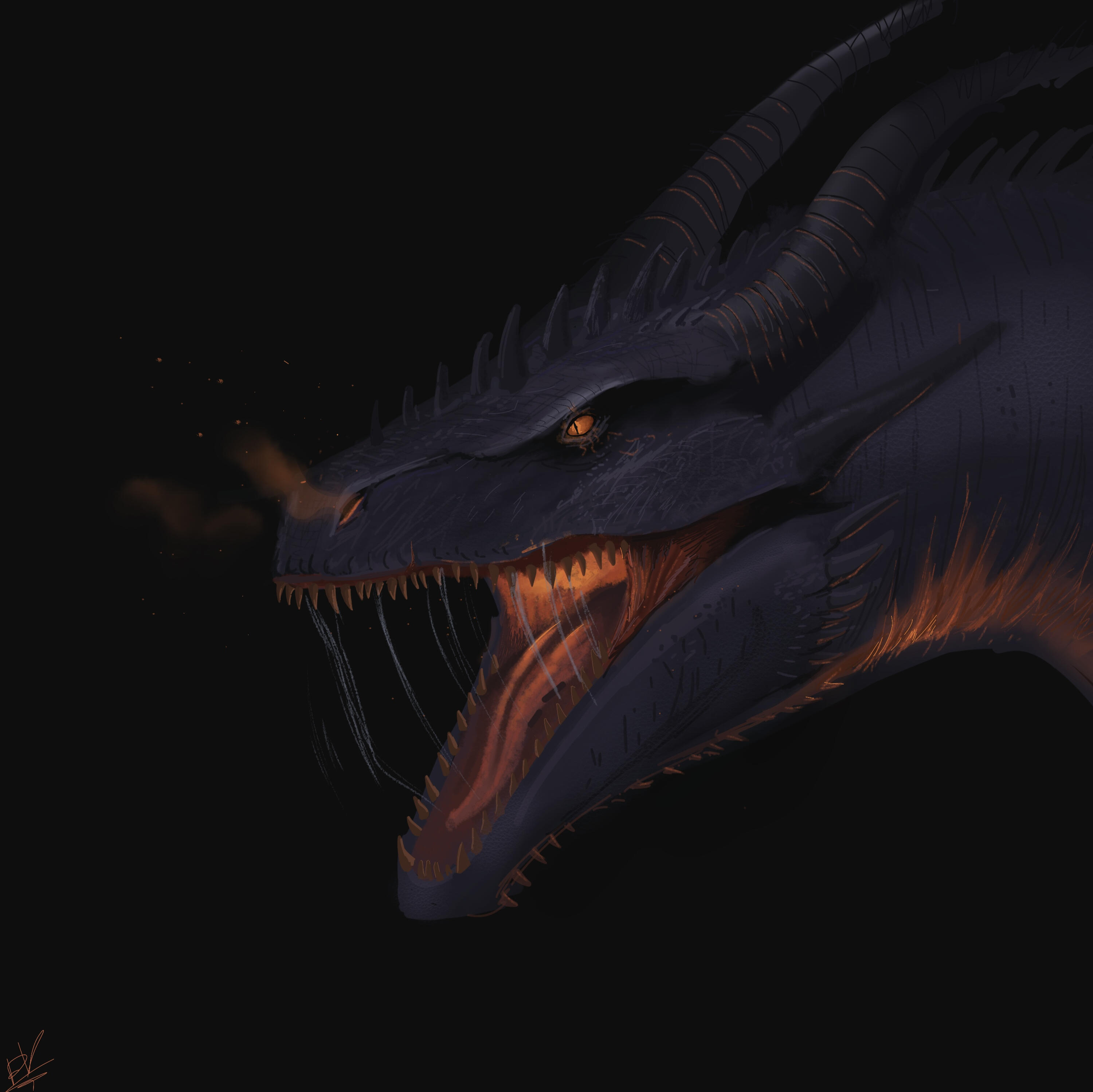 Blood Moon Dragon 2: Original Creature Design. Digital (Krita, XP-Pen), 2026
