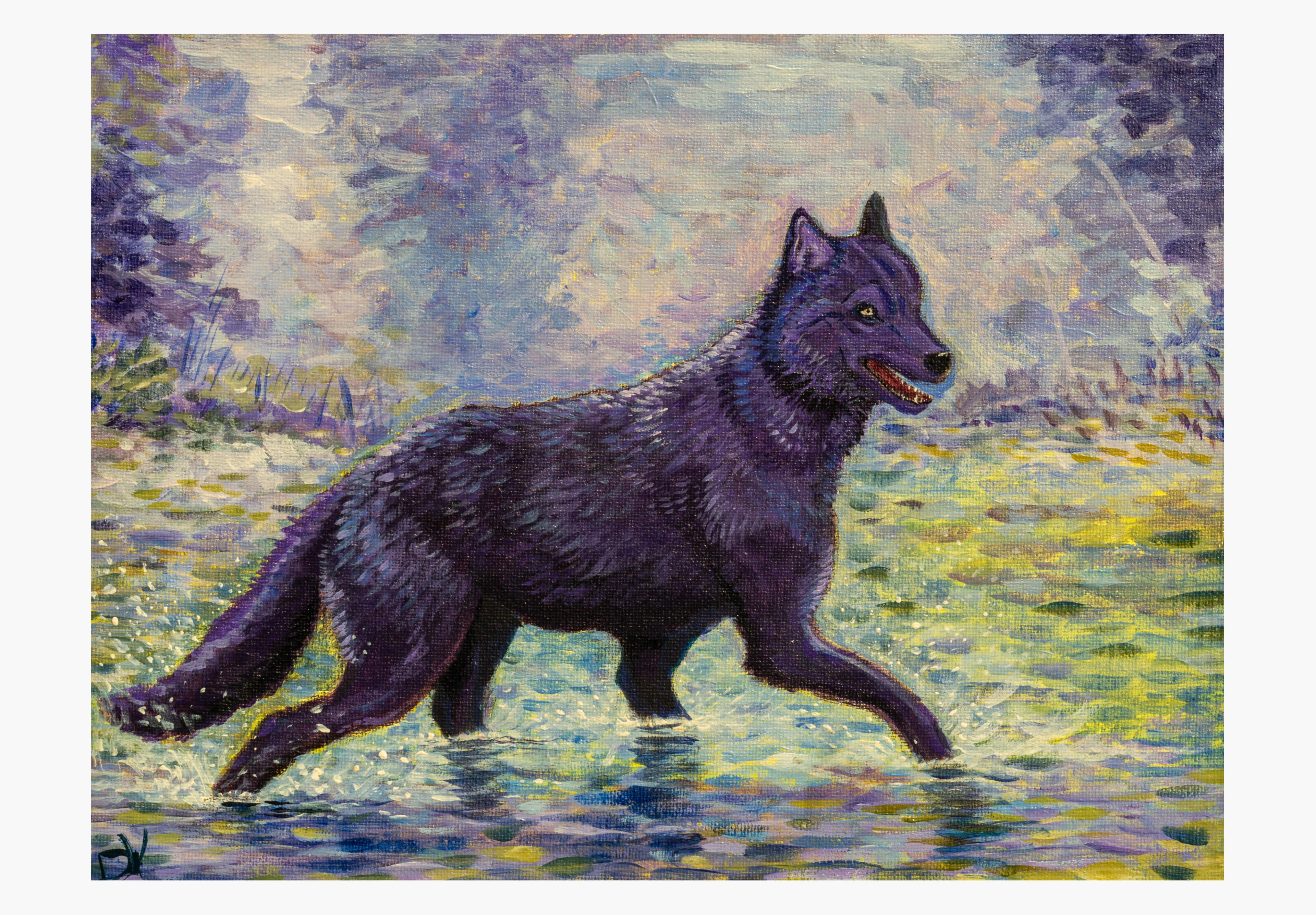 Wolf Fantasy, Acrylic on Canvas, 9x12 in, 2026
