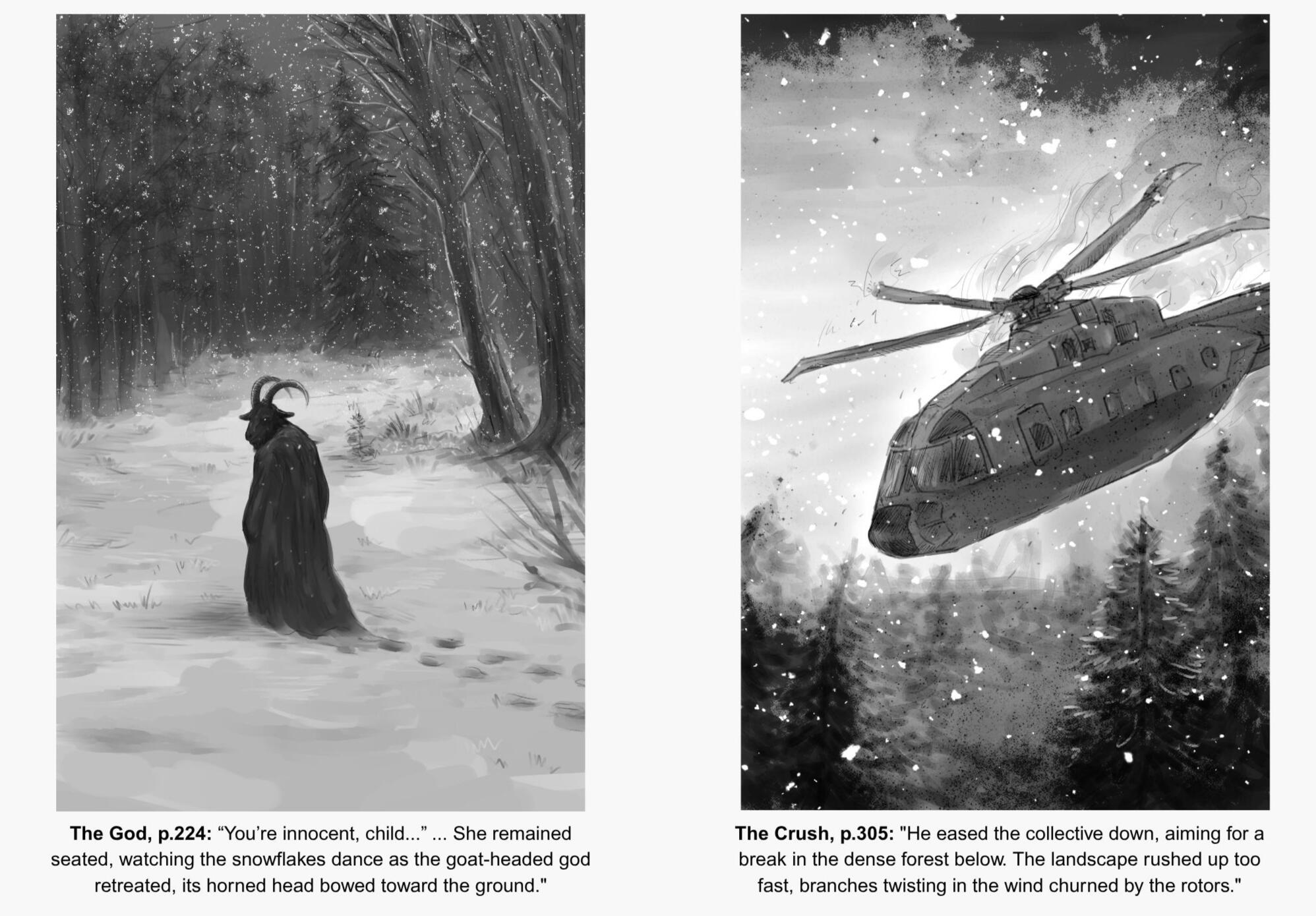 Illustrations to the Where the Dark Is Hungry: Digital (Krita, XP-Pen), 2026