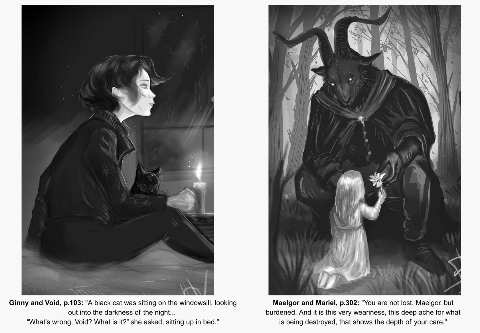 Illustrations to the Where the Dark Is Hungry, Digital: Krita, XP-Pen, 2026