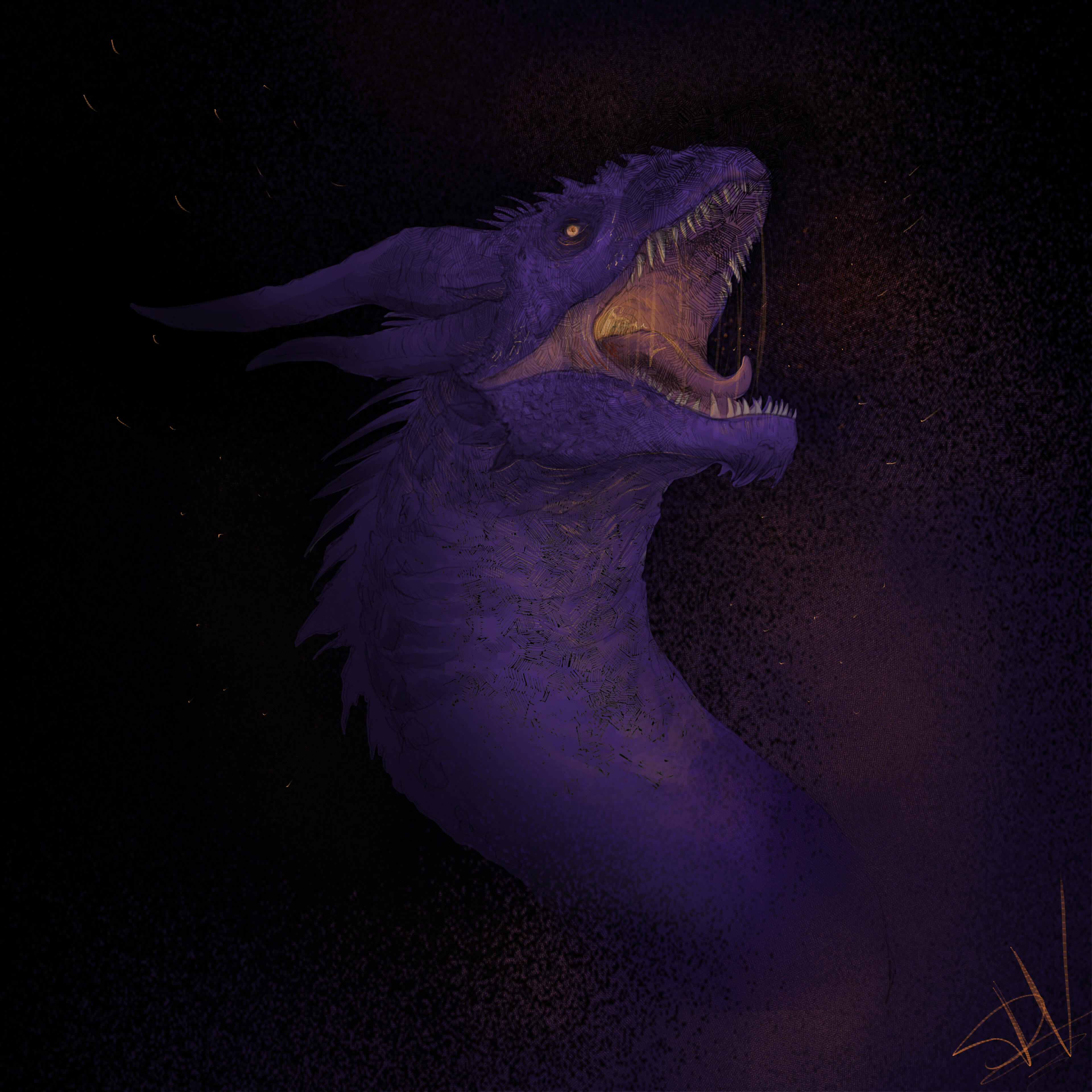 Blood Moon Dragon: Original Creature Design. Digital (Krita, XP-Pen), 2026