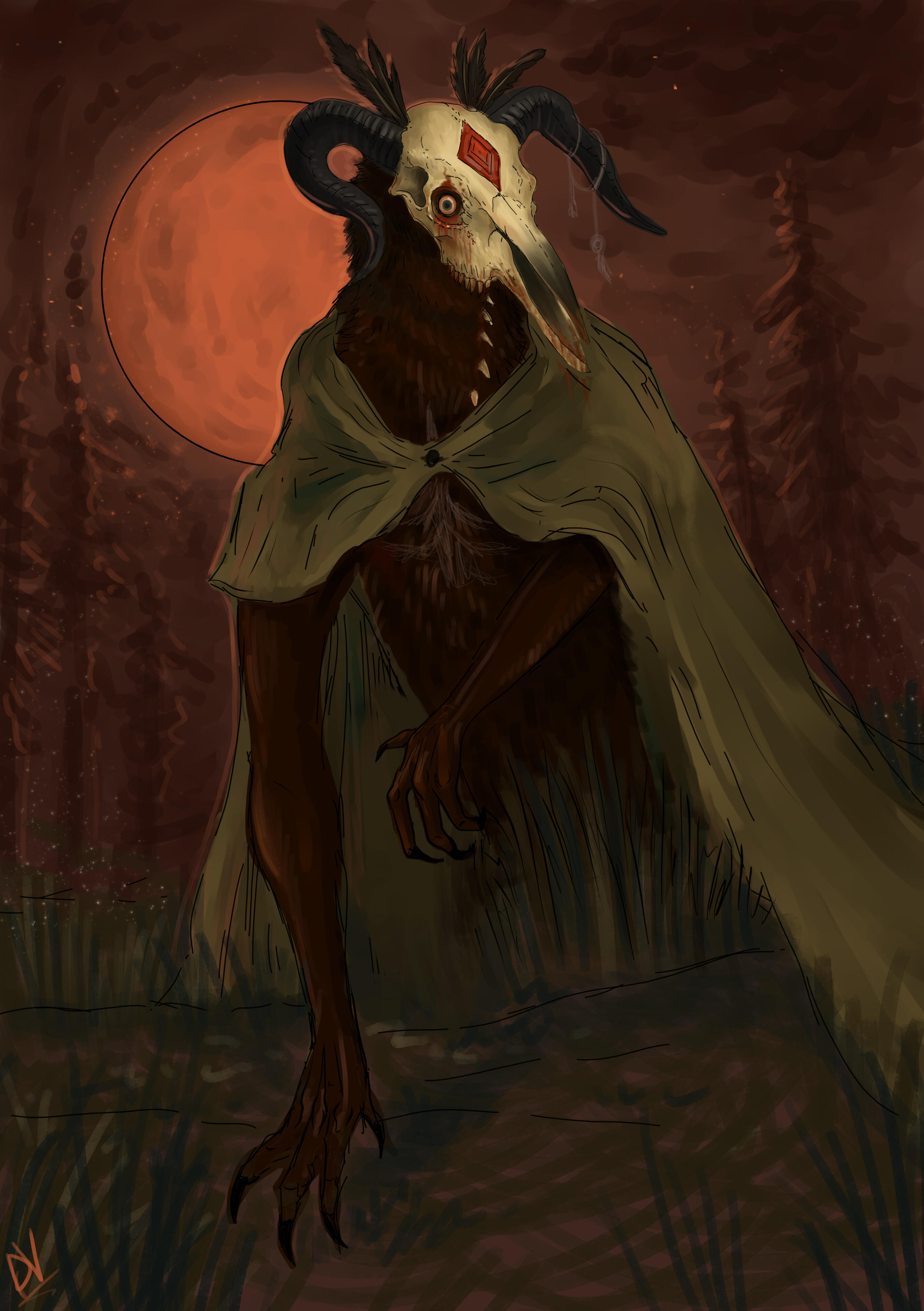 Blender, Illustration to the Where the Dark Is Hungry, 2026. From 2D to 3D.
