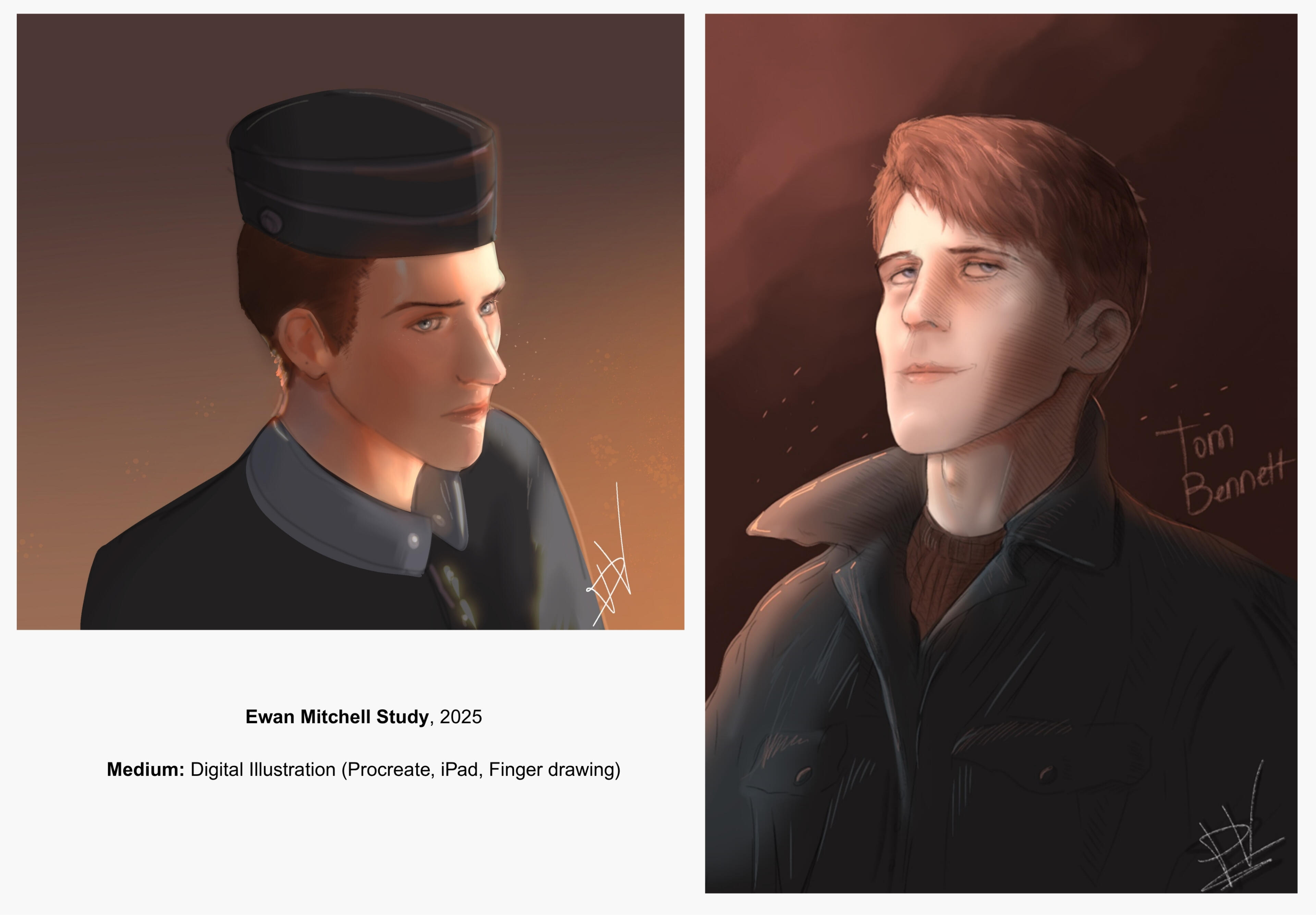 Ewan Mitchell Study, Digital (Procreate, iPad, Finger drawing), 2026