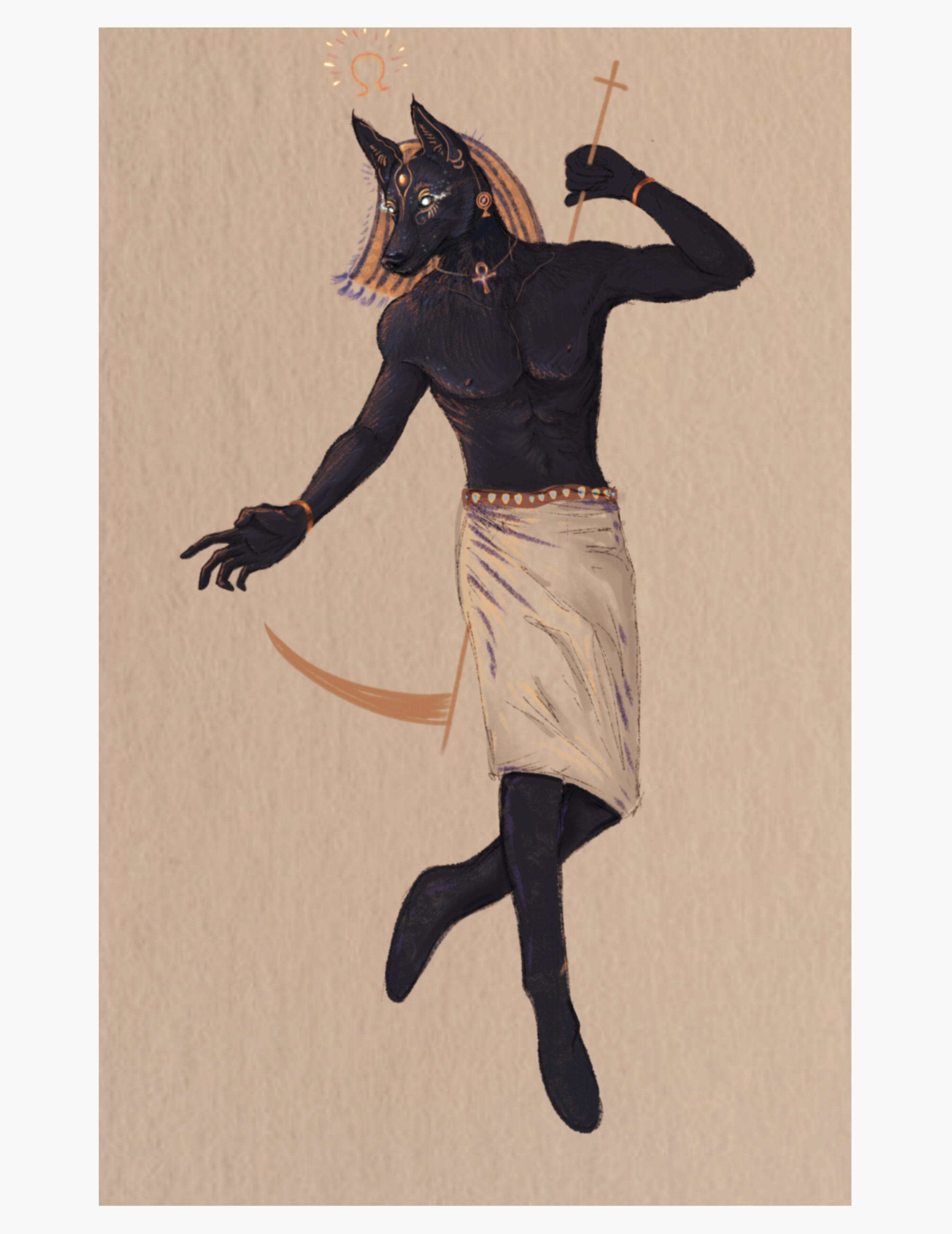 Anubis: Digital (Procreate, iPad, Finger drawing), 2025