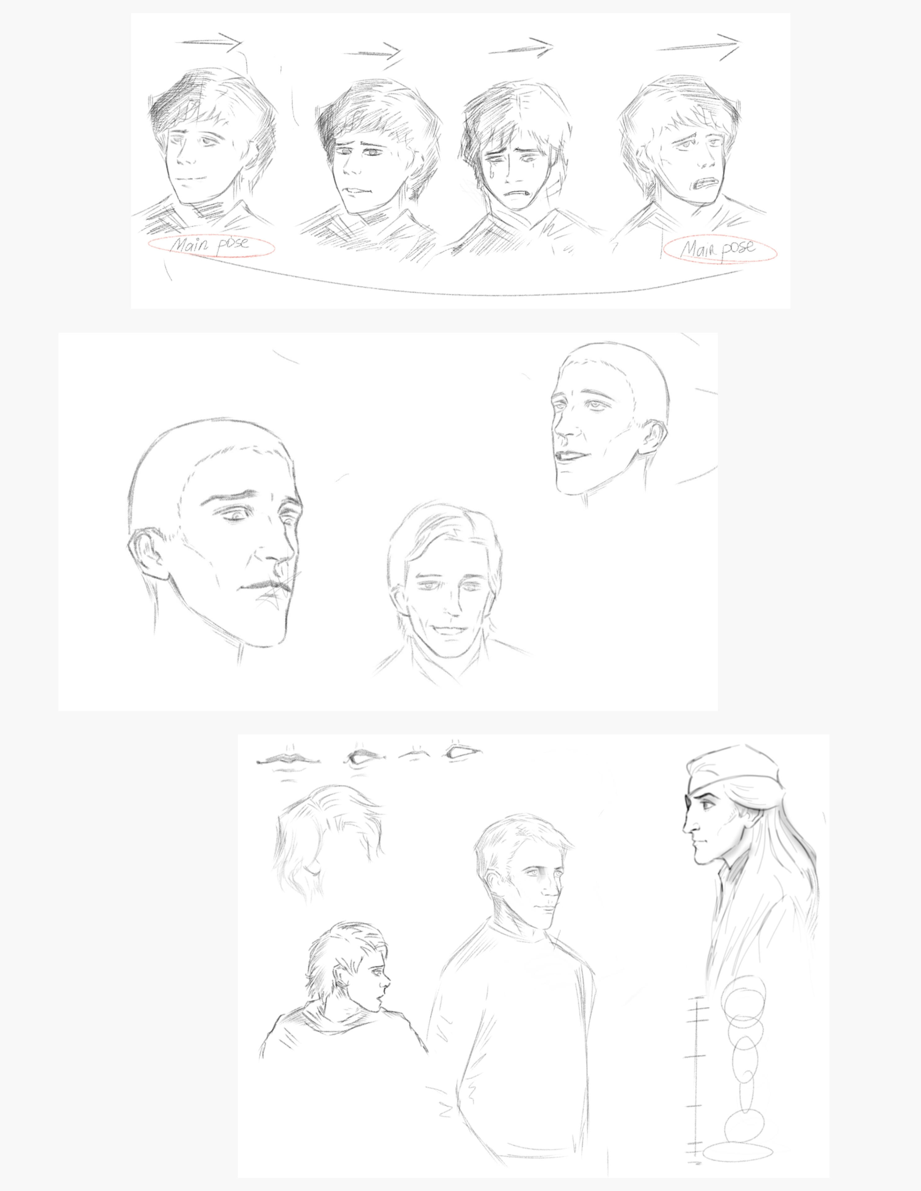 Character Development Studies: Digital (Procreate, iPad, Finger drawing), 2026.