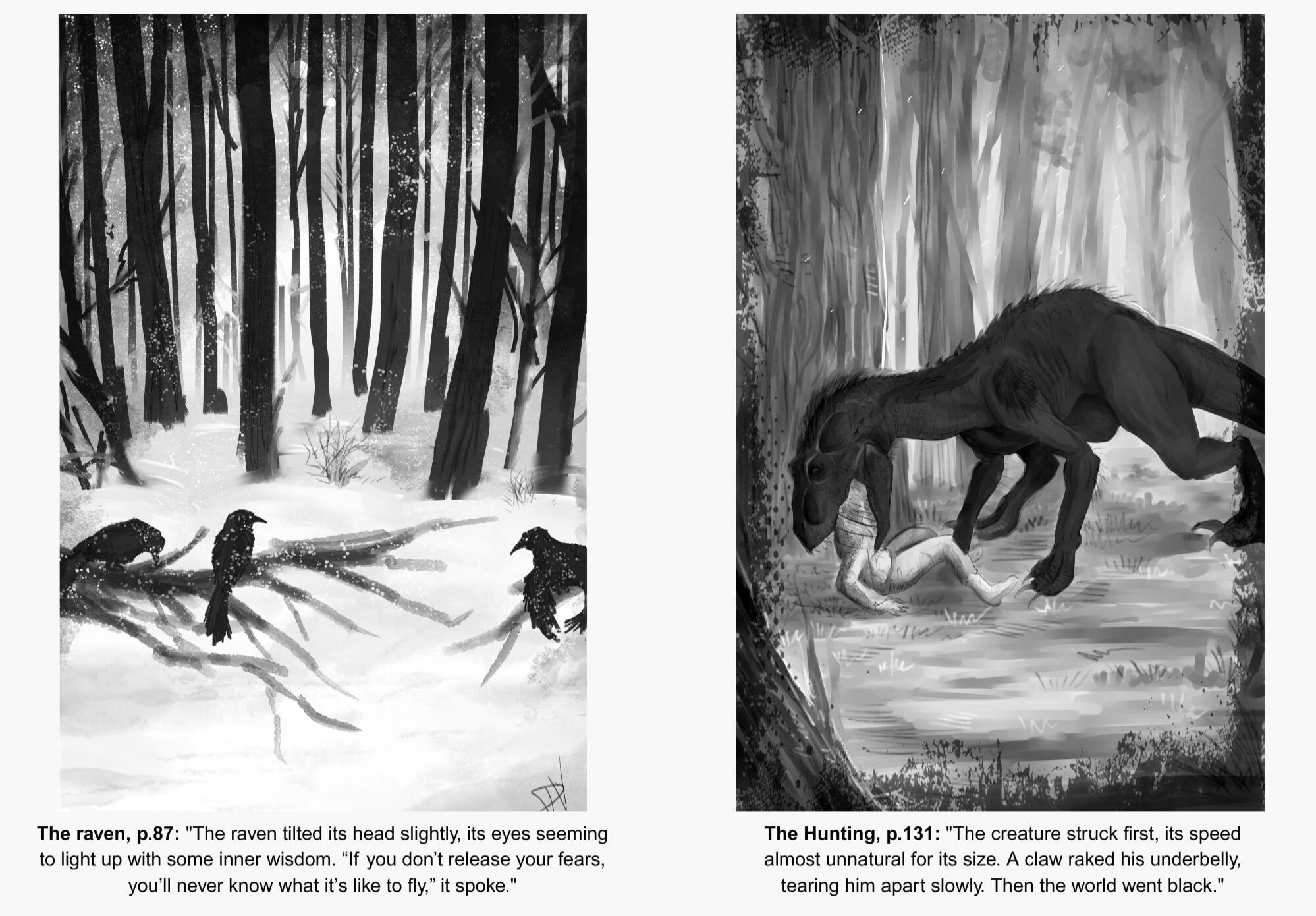 Illustrations to the Where the Dark Is Hungry: Digital (Krita, XP-Pen), 2026